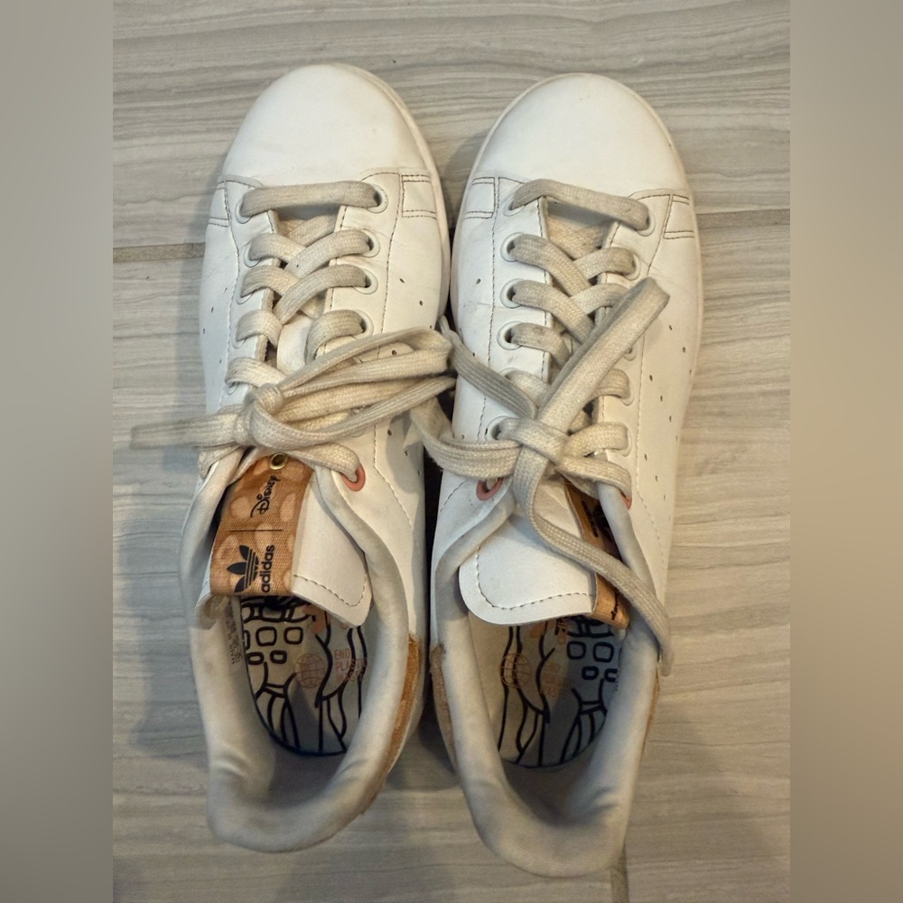 Adidas x Disney White and Tan Sneakers